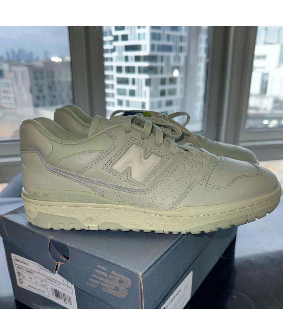 NEW BALANCE Зеленые кожаные низкие кроссовки / кеды, фото 7