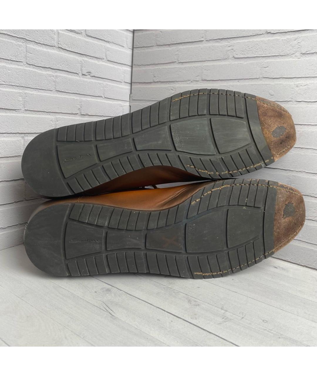 SANTONI Оранжевое кожаные низкие кроссовки / кеды, фото 8