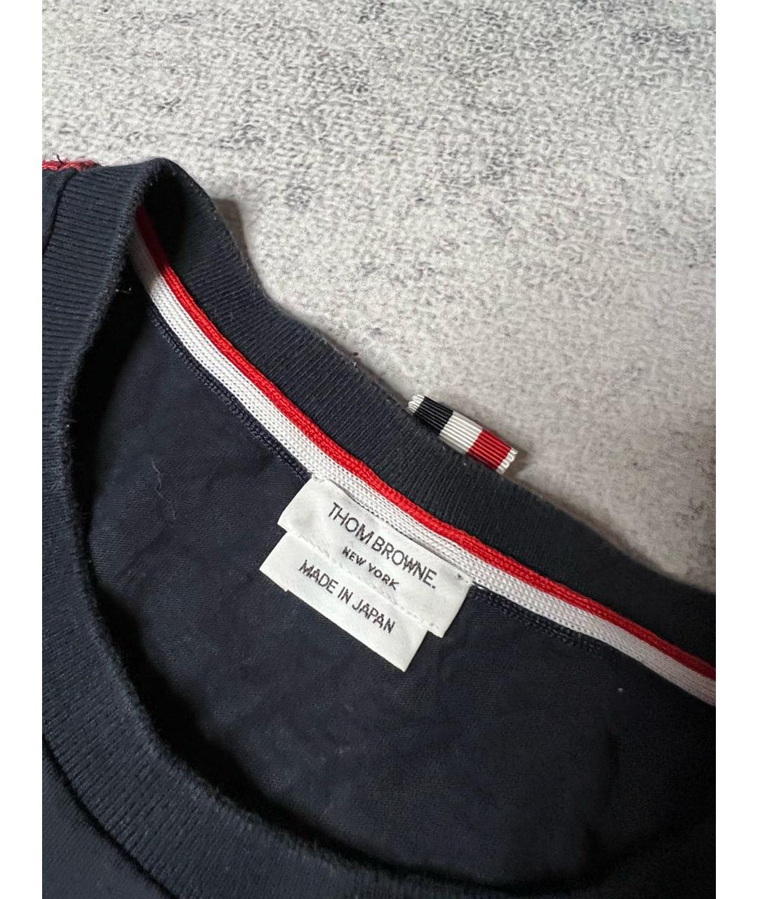 THOM BROWNE Черная хлопковая футболка, фото 4