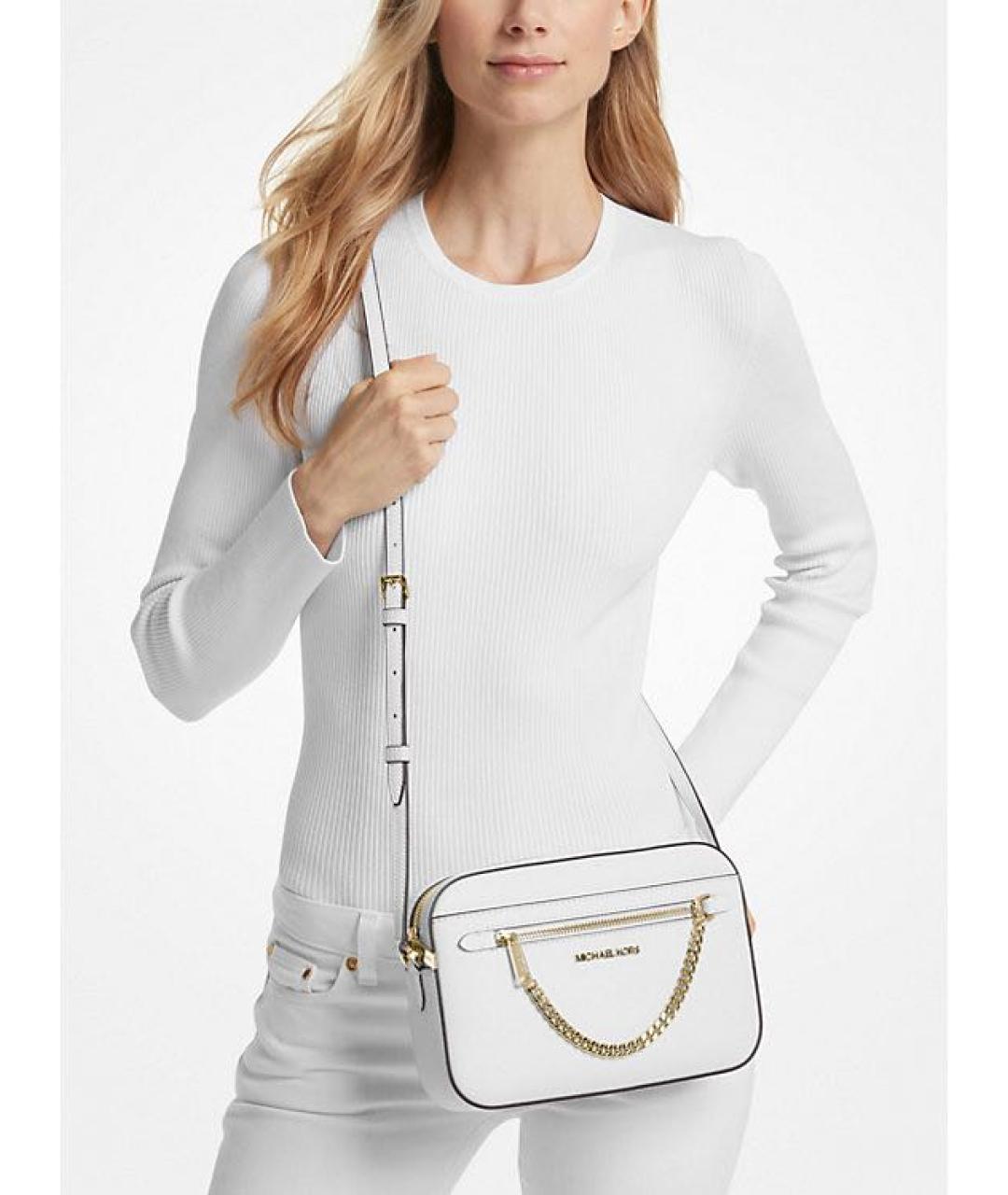 MICHAEL KORS Белая кожаная сумка через плечо, фото 2