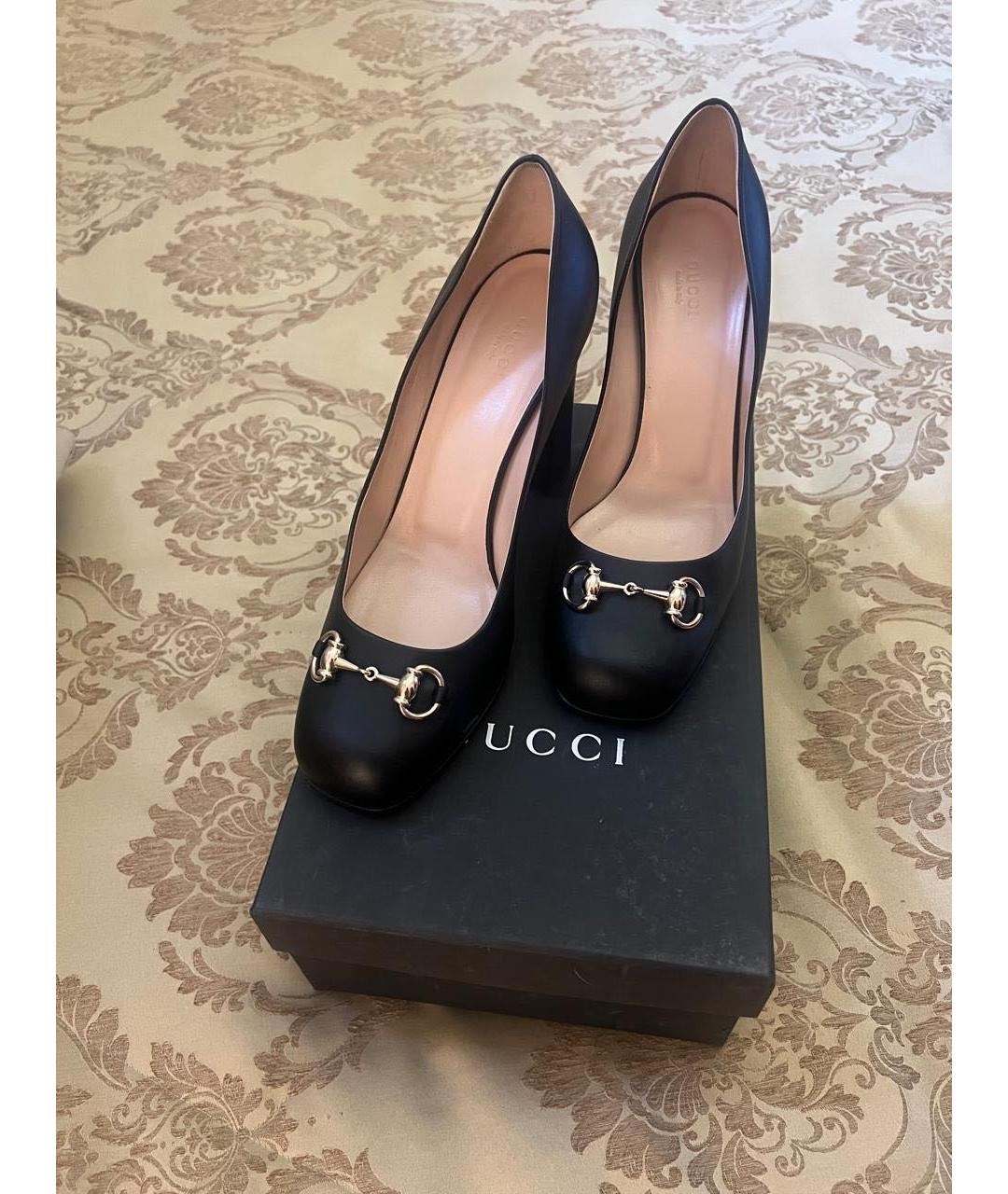 GUCCI Черные кожаные туфли, фото 2