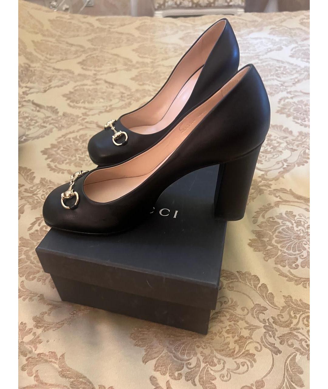 GUCCI Черные кожаные туфли, фото 4