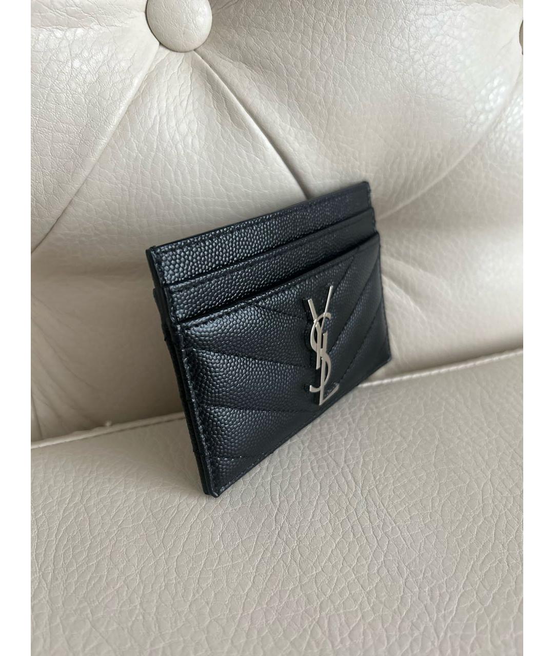 SAINT LAURENT Черный кожаный кардхолдер, фото 2