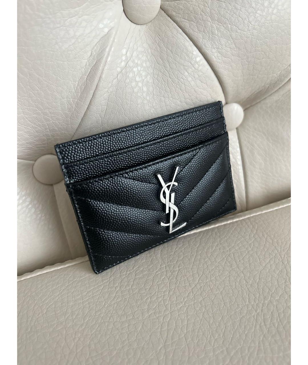 SAINT LAURENT Черный кожаный кардхолдер, фото 7