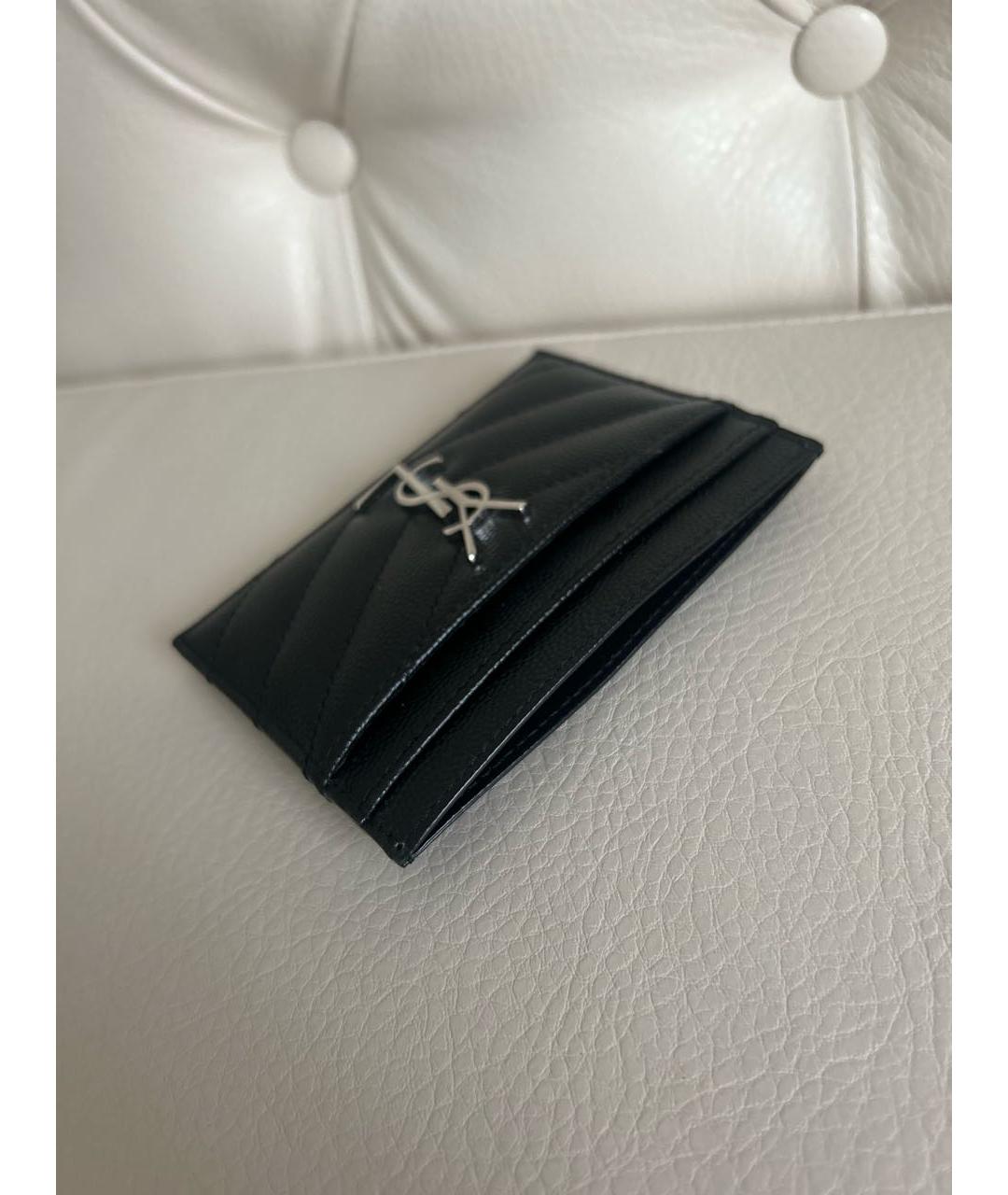 SAINT LAURENT Черный кожаный кардхолдер, фото 4