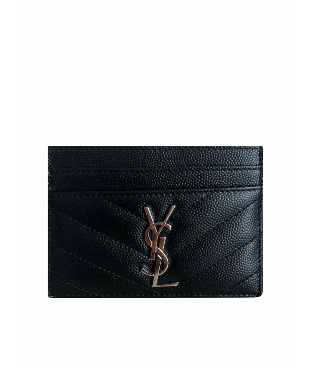 SAINT LAURENT Черный кожаный кардхолдер, фото 1