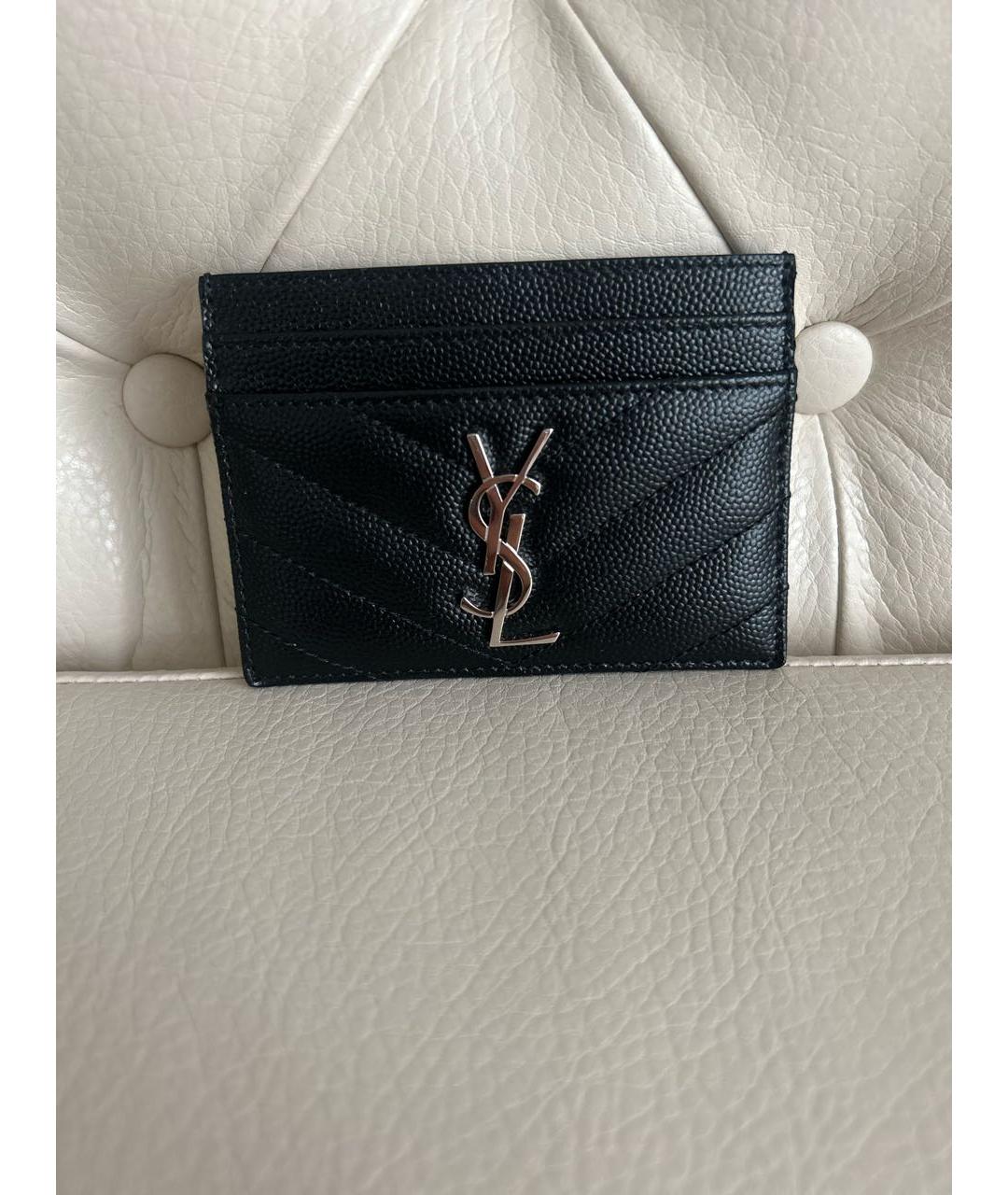 SAINT LAURENT Черный кожаный кардхолдер, фото 9