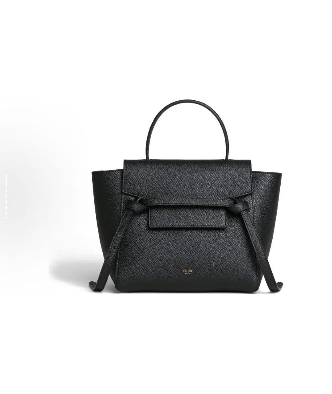 CELINE Черная кожаная сумка тоут, фото 5