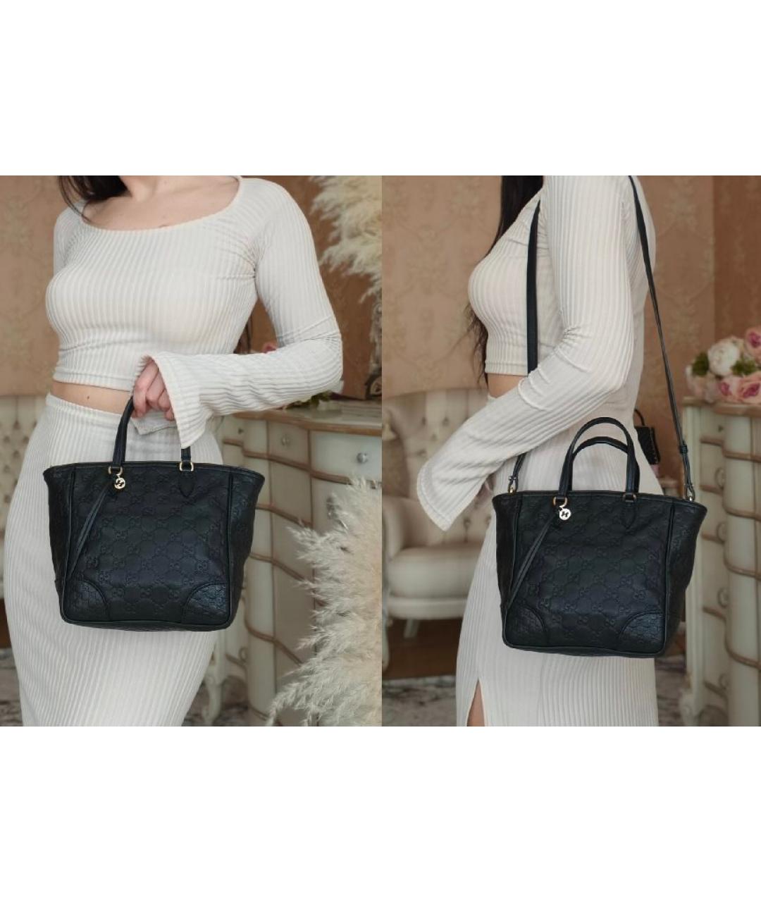 GUCCI Черная кожаная сумка с короткими ручками, фото 4