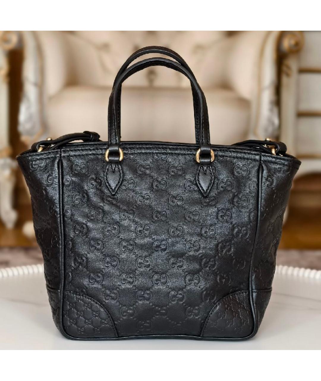 GUCCI Черная кожаная сумка с короткими ручками, фото 3