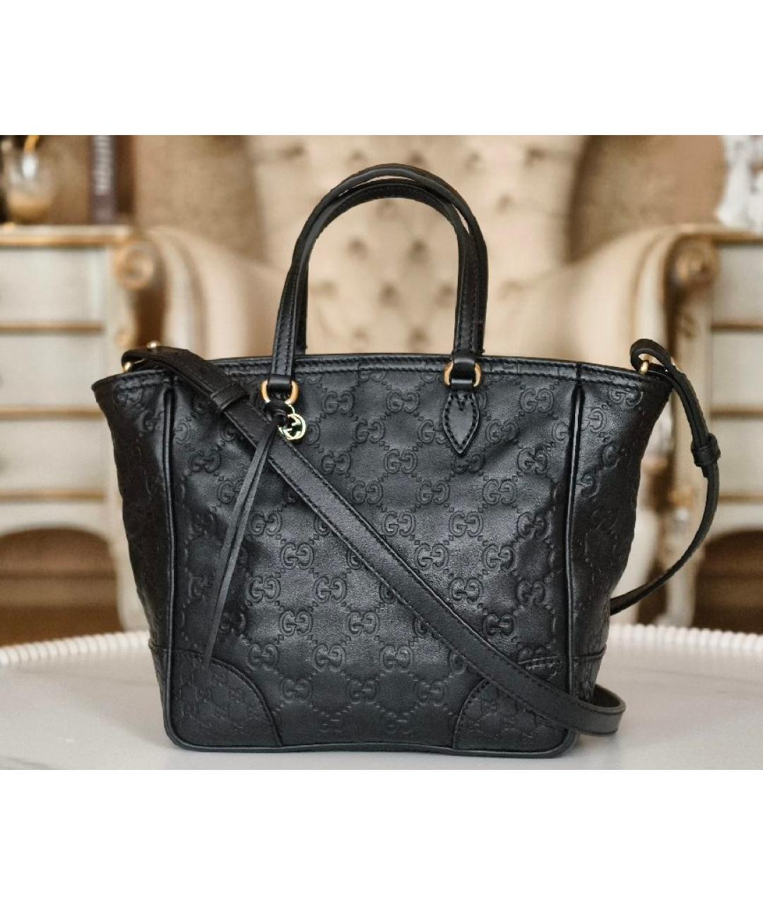 GUCCI Черная кожаная сумка с короткими ручками, фото 9