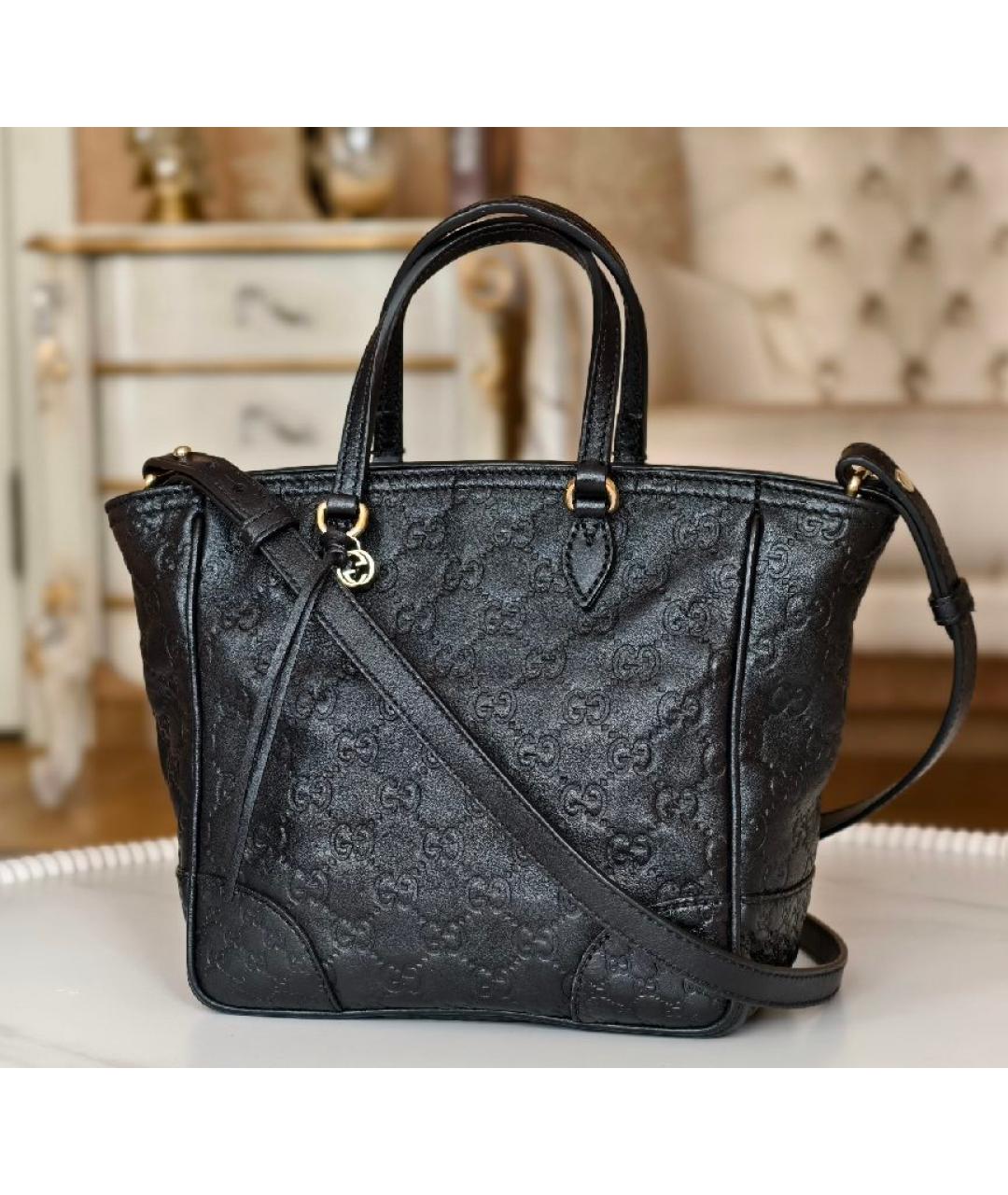 GUCCI Черная кожаная сумка с короткими ручками, фото 2