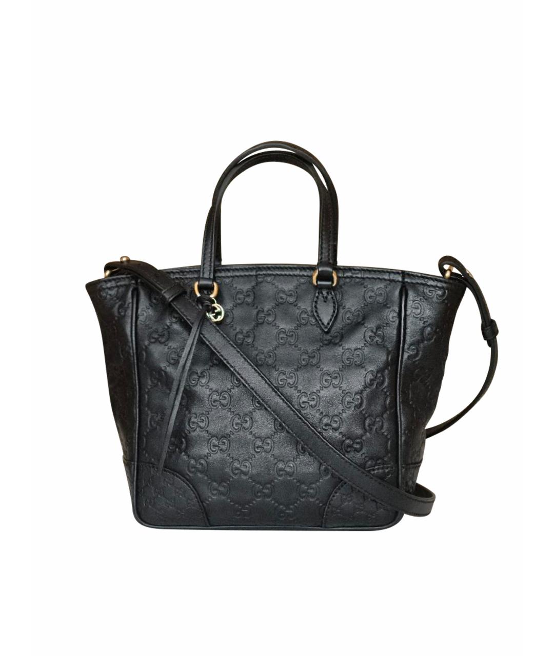 GUCCI Черная кожаная сумка с короткими ручками, фото 1