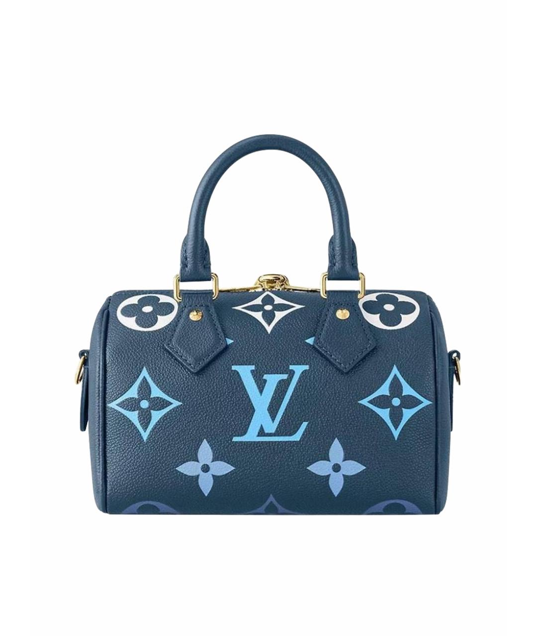 LOUIS VUITTON Синяя кожаная сумка с короткими ручками, фото 1