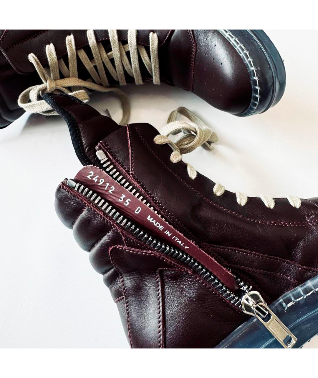 RICK OWENS Бордовые кожаные кеды, фото 7