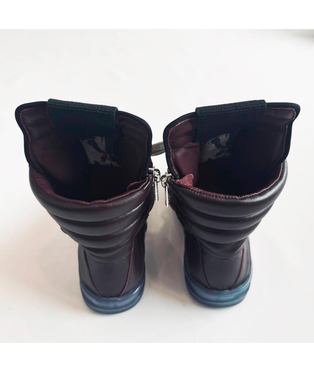 RICK OWENS Бордовые кожаные кеды, фото 6