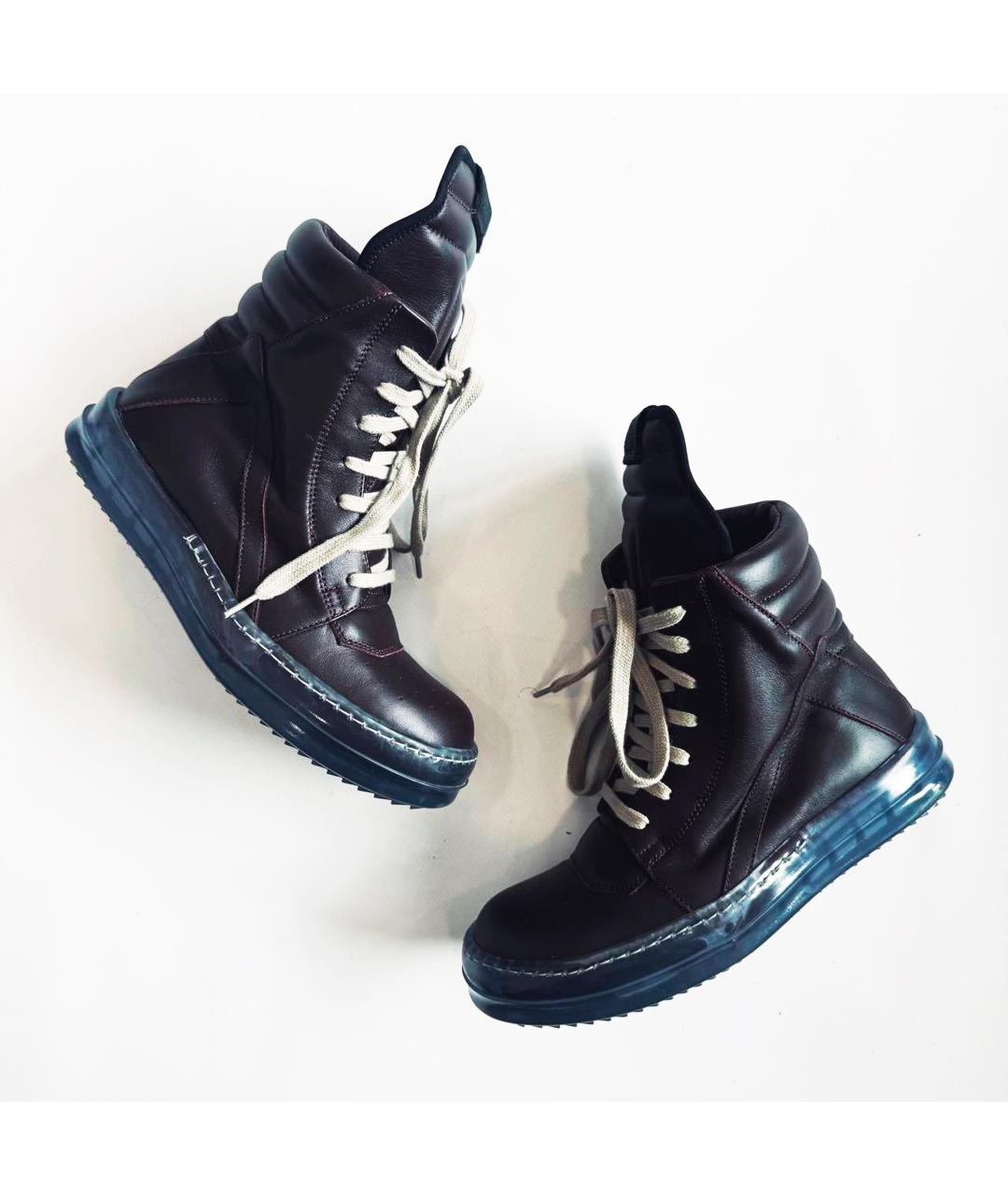 RICK OWENS Бордовые кожаные кеды, фото 4
