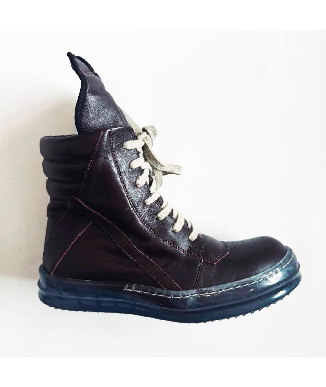 RICK OWENS Бордовые кожаные кеды, фото 5