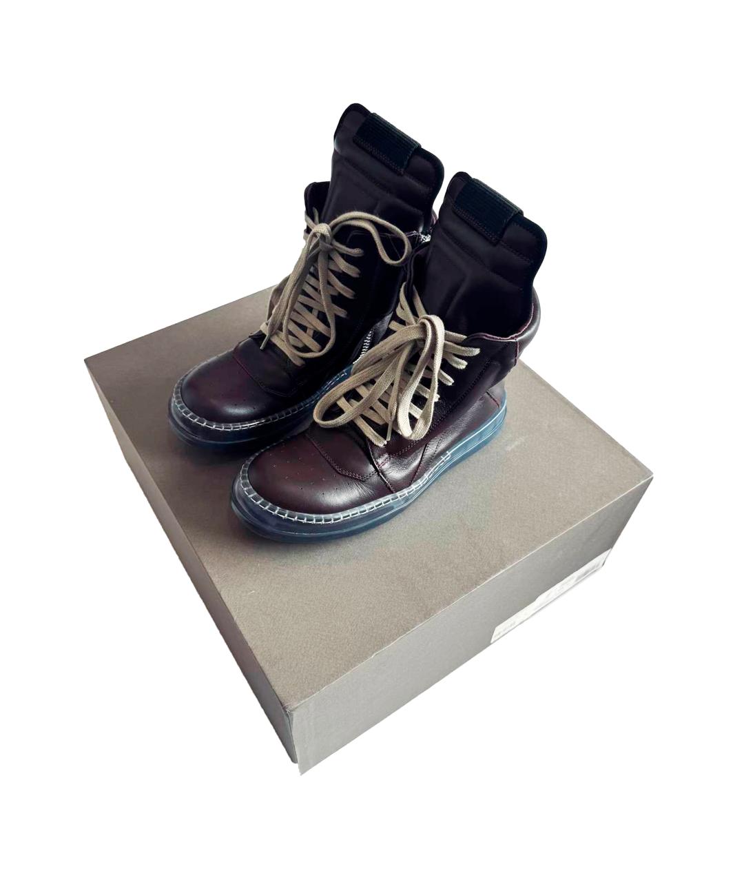RICK OWENS Бордовые кожаные кеды, фото 2