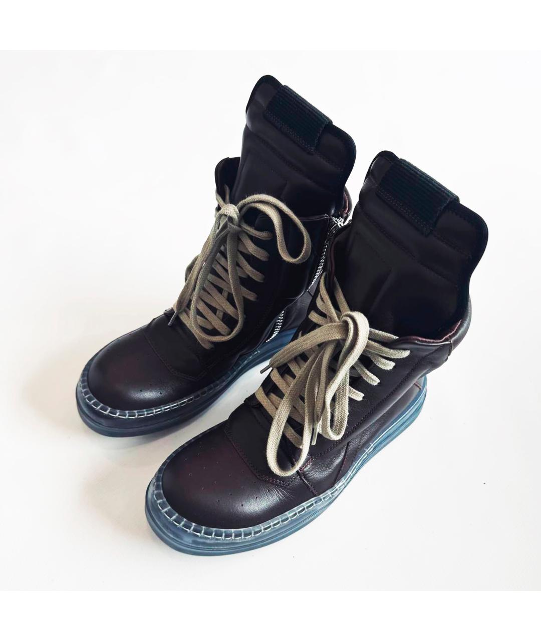RICK OWENS Бордовые кожаные кеды, фото 3