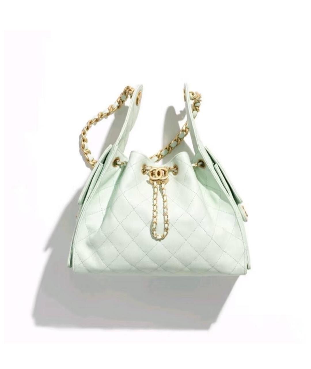 CHANEL Салатовая кожаная сумка через плечо, фото 1