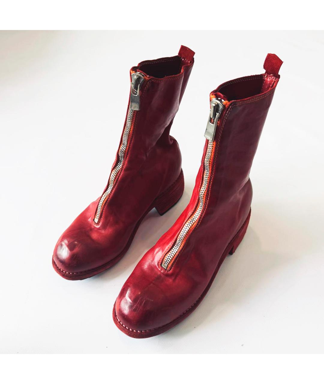 GUIDI Бордовые кожаные ботинки, фото 3