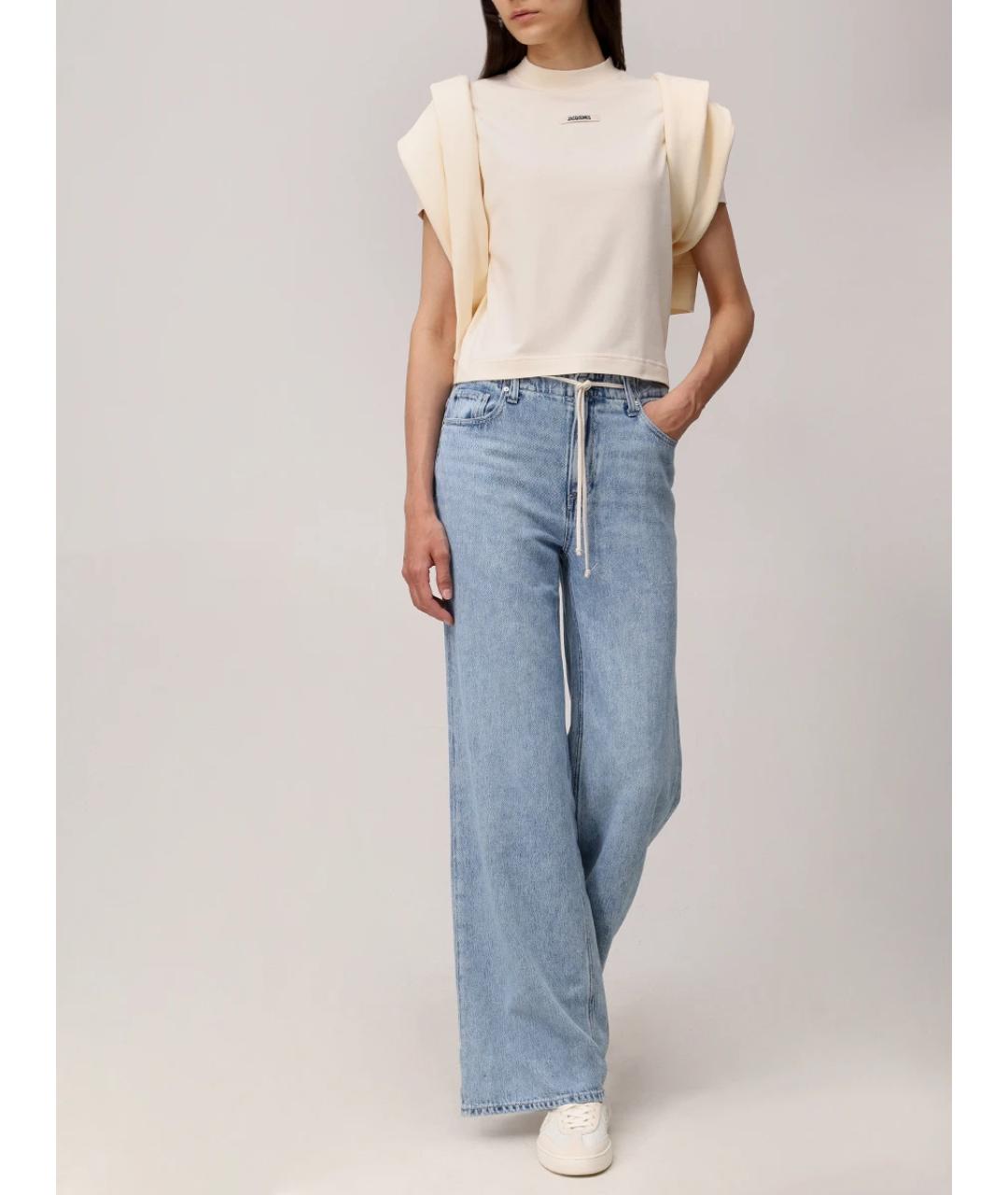 JACQUEMUS Бежевая хлопковая футболка, фото 4