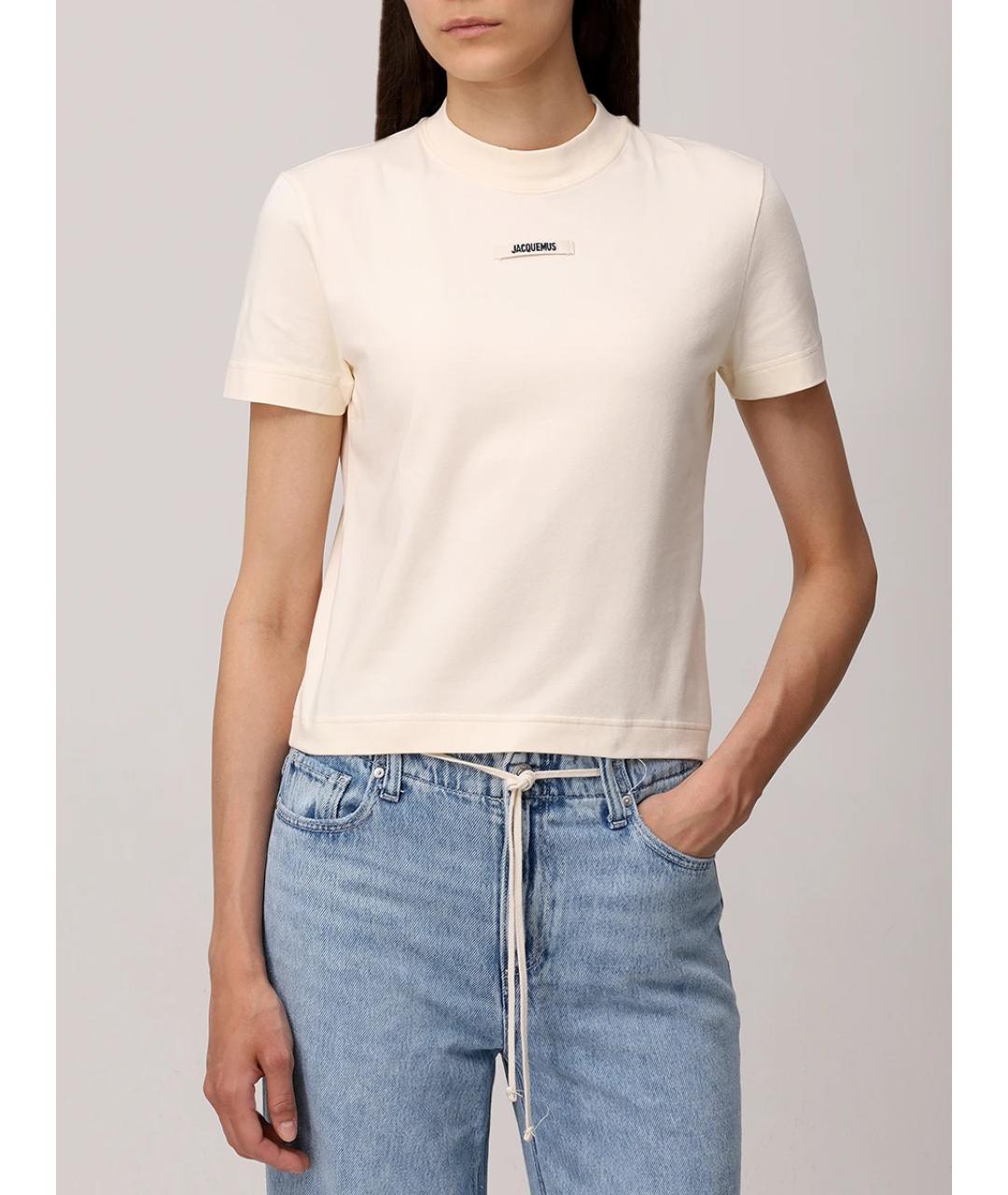 JACQUEMUS Бежевая хлопковая футболка, фото 2