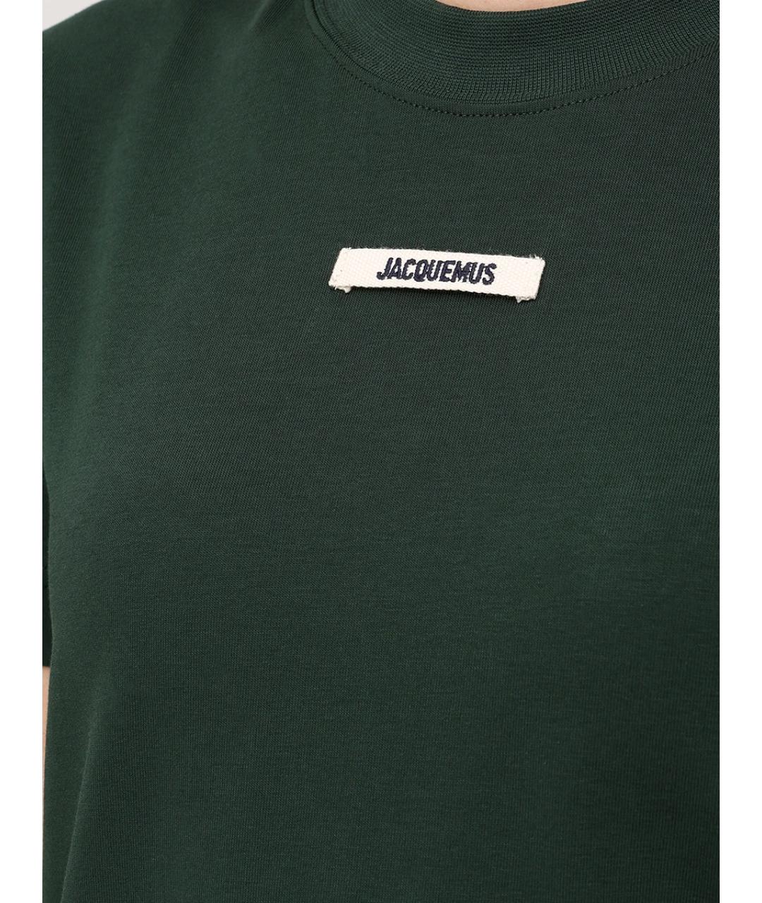 JACQUEMUS Зеленая хлопковая футболка, фото 5