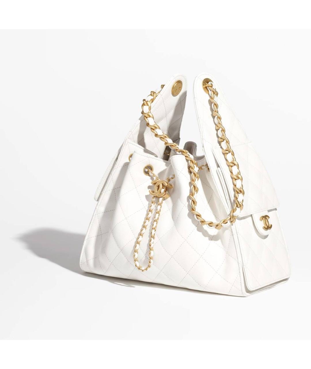 CHANEL Белая кожаная сумка через плечо, фото 2