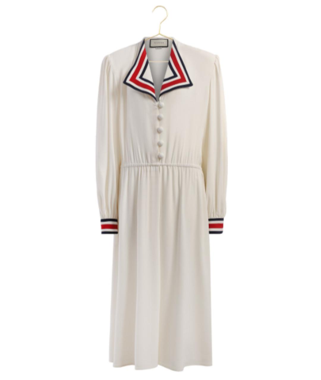 GUCCI Белое шелковое коктейльное платье, фото 10