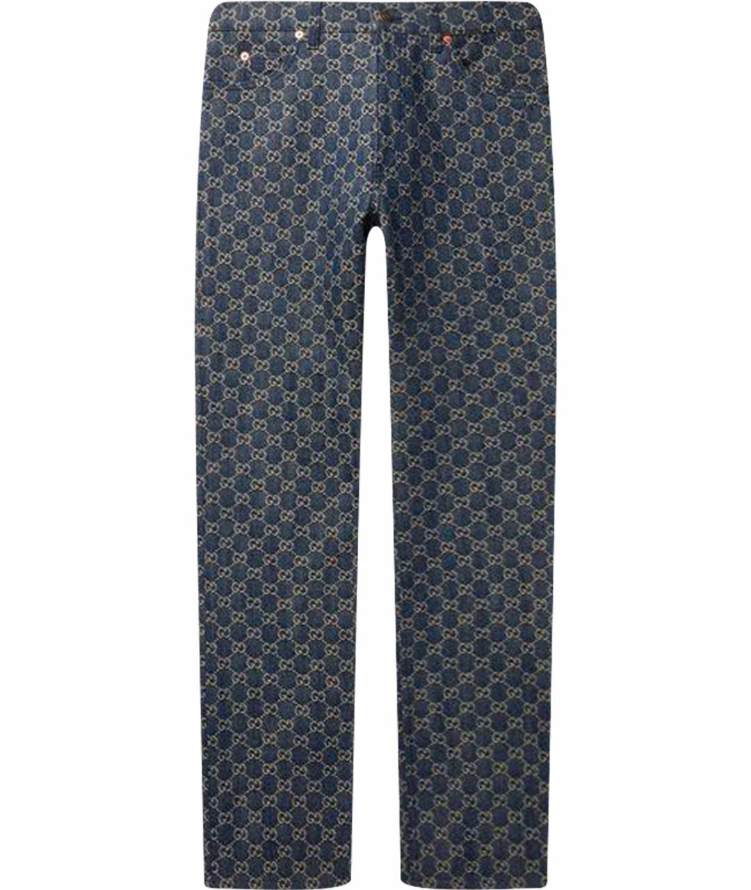 GUCCI Темно-синие хлопковые прямые джинсы, фото 1
