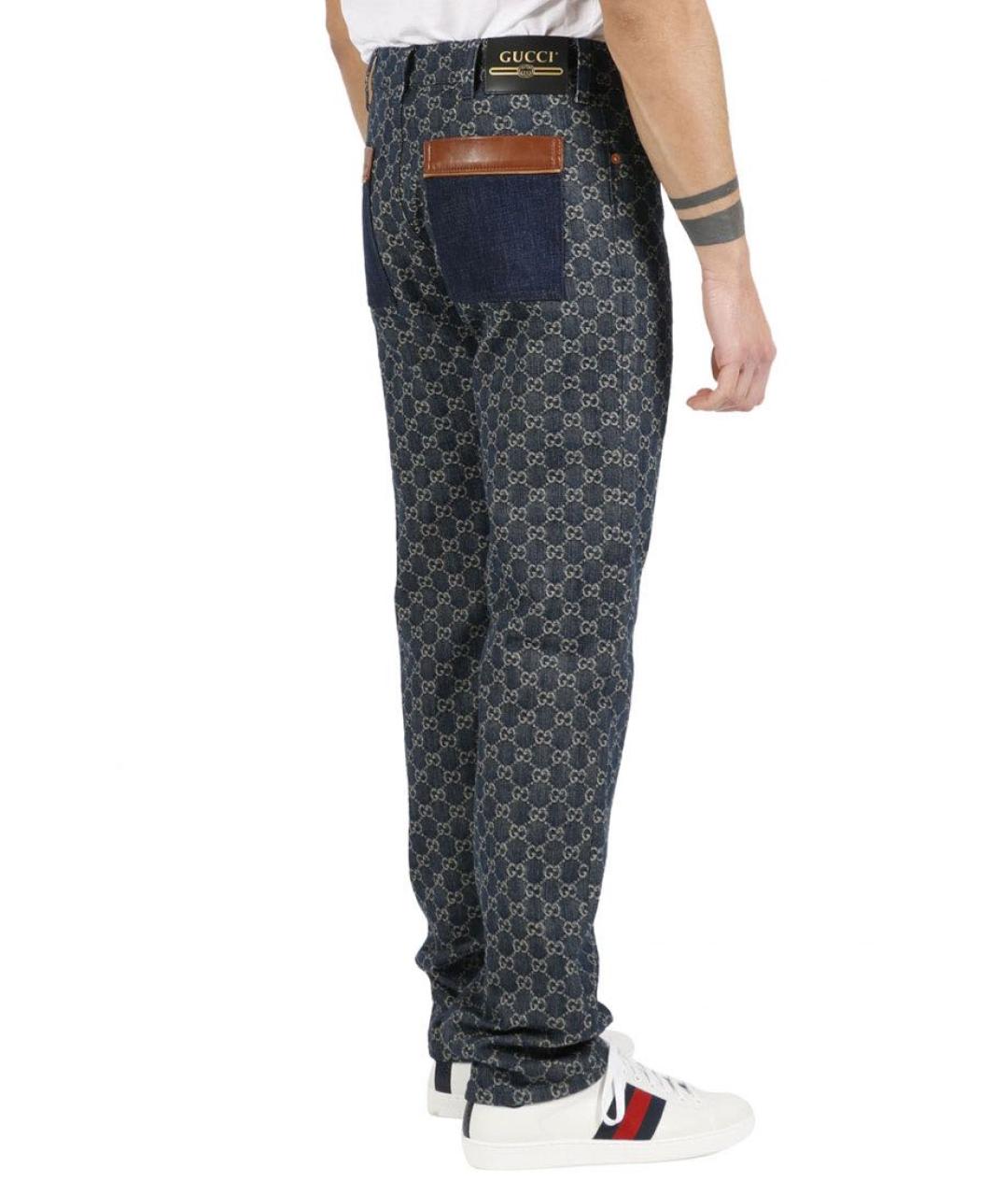 GUCCI Темно-синие хлопковые прямые джинсы, фото 3