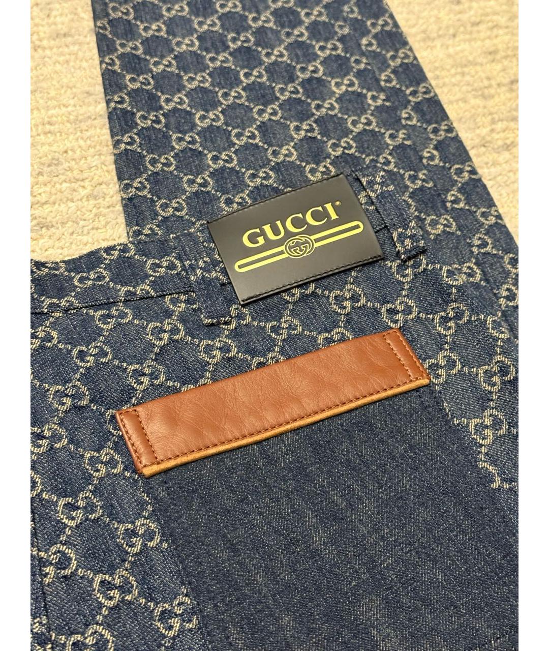 GUCCI Темно-синие хлопковые прямые джинсы, фото 8