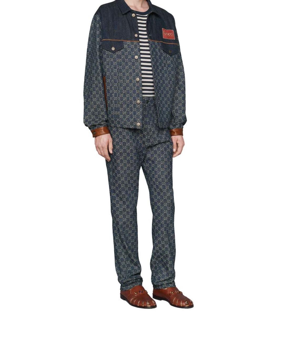 GUCCI Темно-синие хлопковые прямые джинсы, фото 4