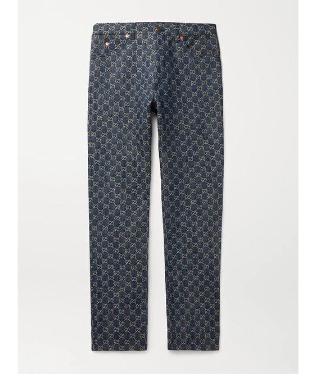 GUCCI Темно-синие хлопковые прямые джинсы, фото 7