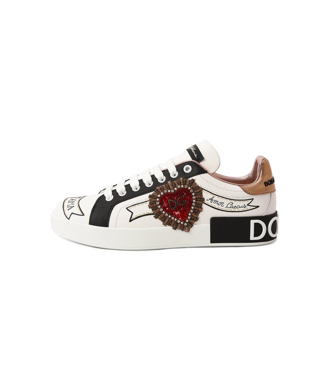 DOLCE&GABBANA Белые кожаные кеды, фото 9