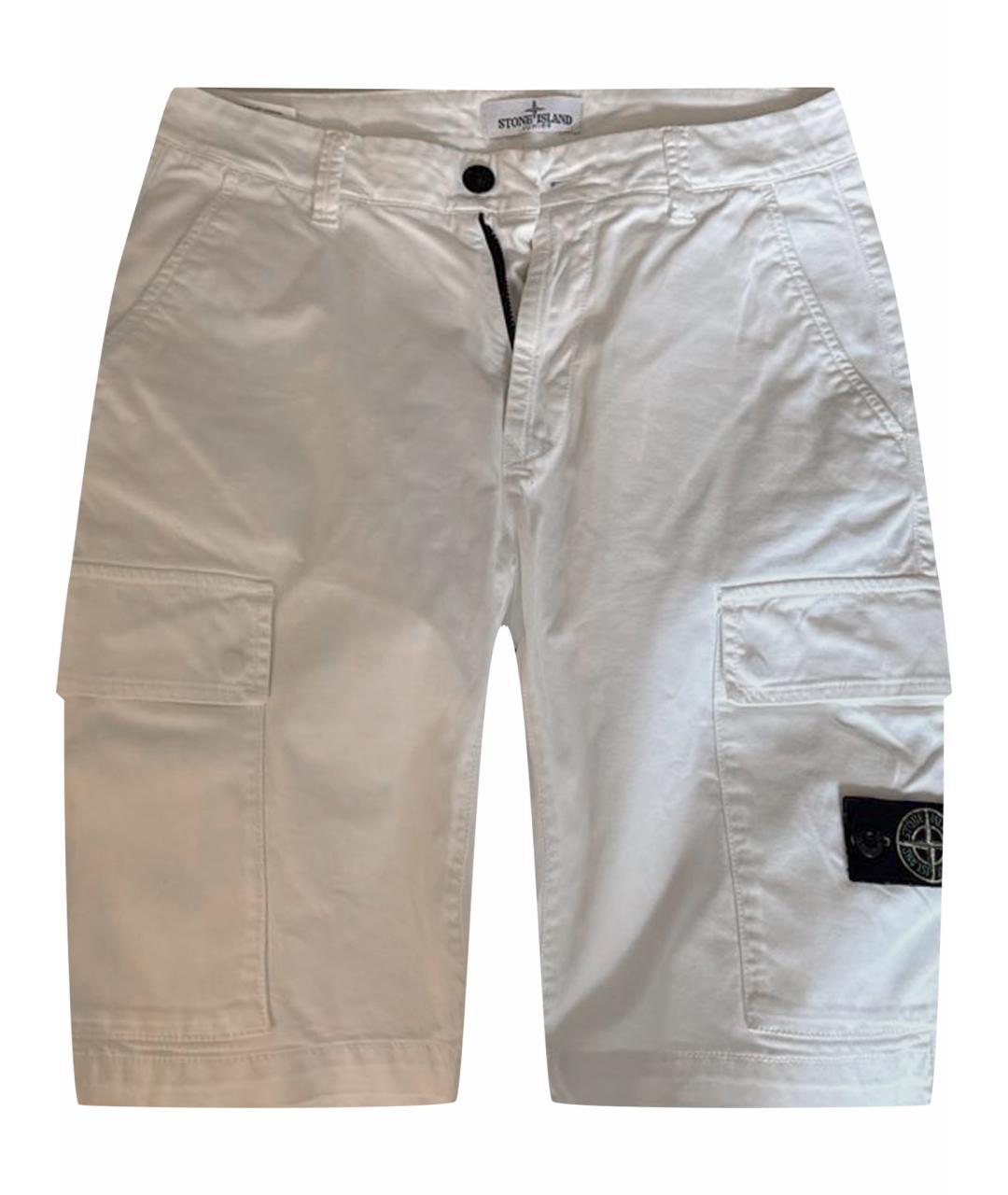 STONE ISLAND JUNIOR Белые хлопковые брюки и шорты, фото 1