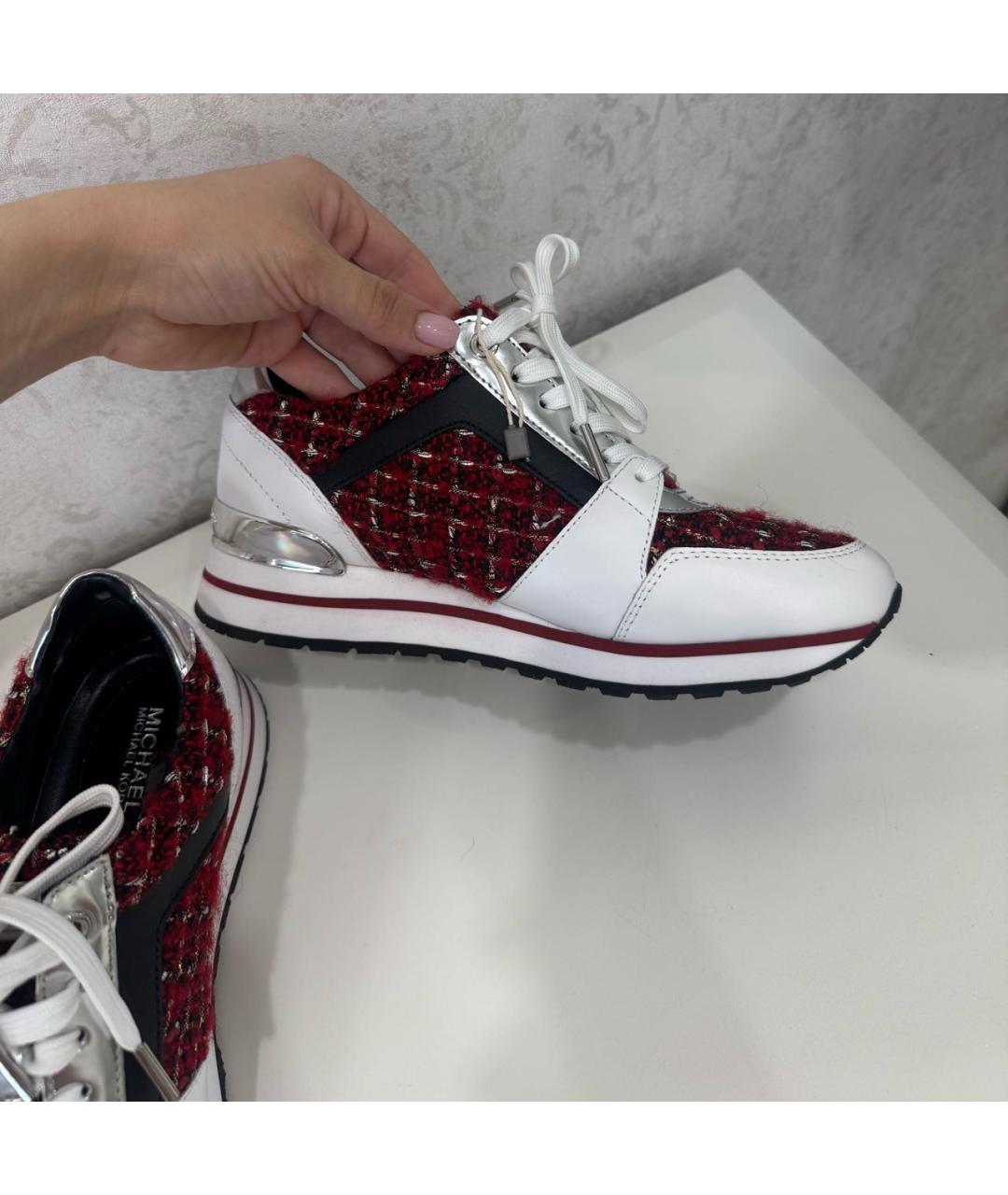 MICHAEL KORS Бордовые кожаные кроссовки, фото 4
