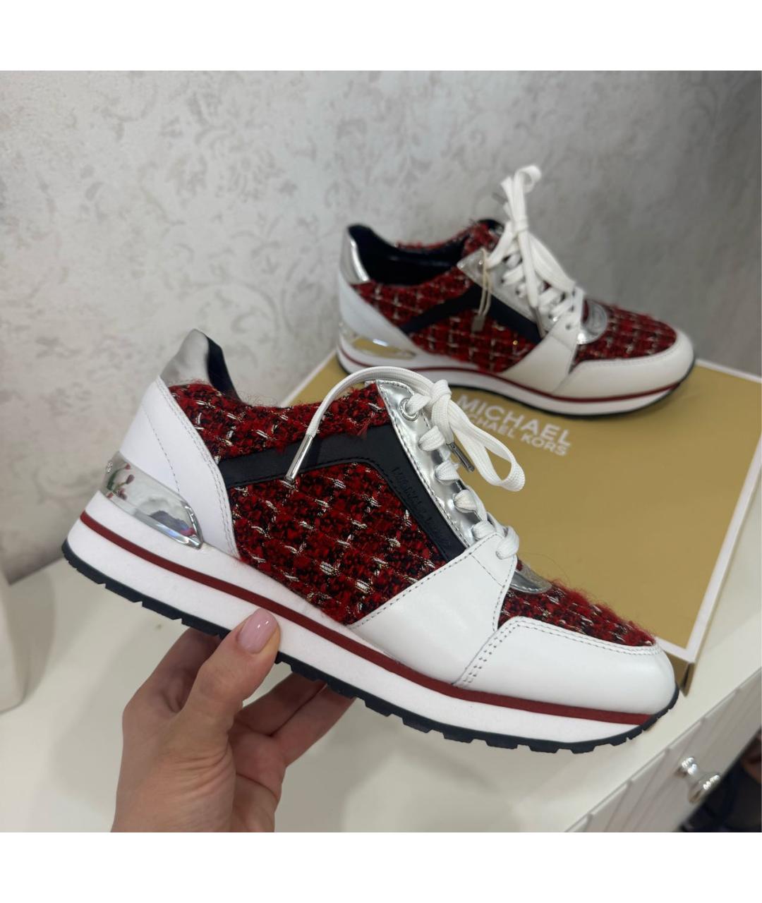 MICHAEL KORS Бордовые кожаные кроссовки, фото 2
