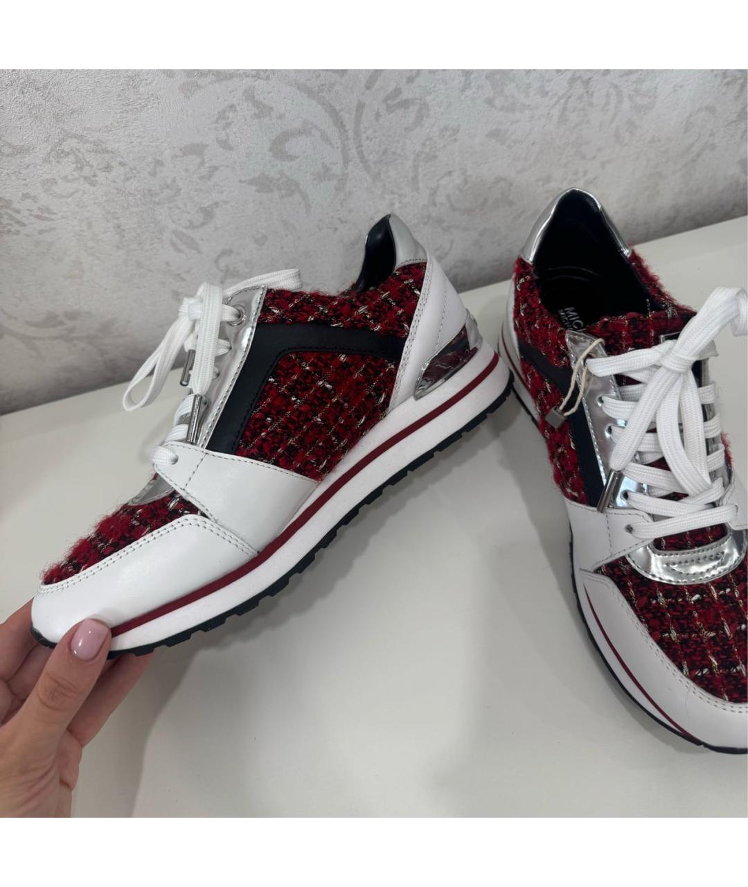 MICHAEL KORS Бордовые кожаные кроссовки, фото 3