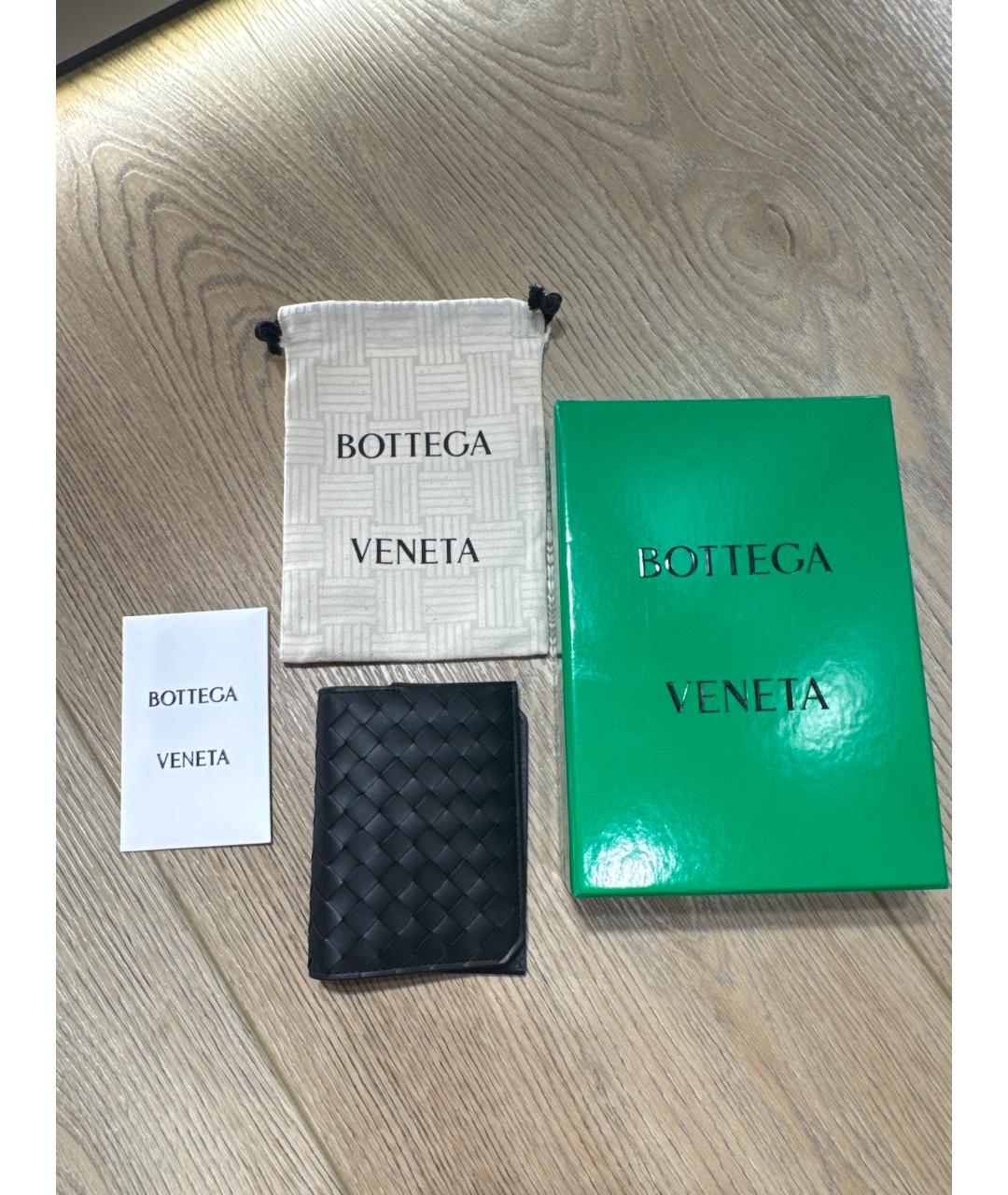 BOTTEGA VENETA Черная кожаная визитница, фото 3
