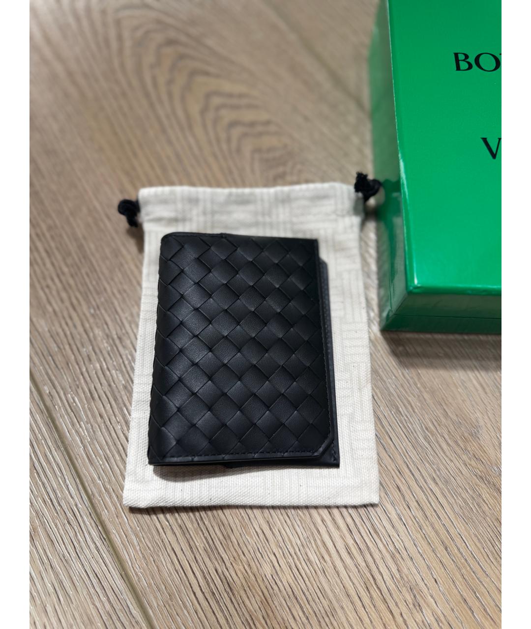 BOTTEGA VENETA Черная кожаная визитница, фото 5
