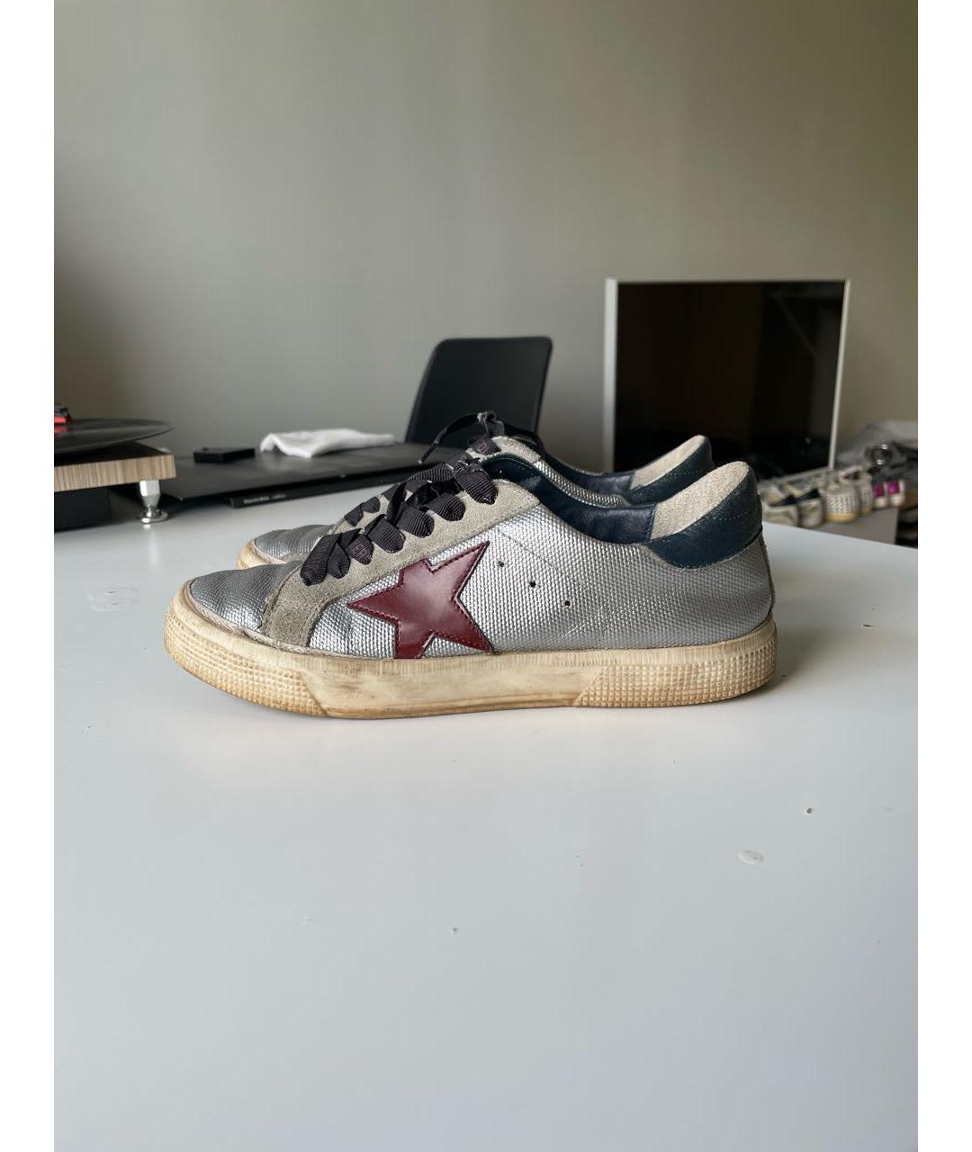 GOLDEN GOOSE DELUXE BRAND Серебряные кожаные кеды, фото 5