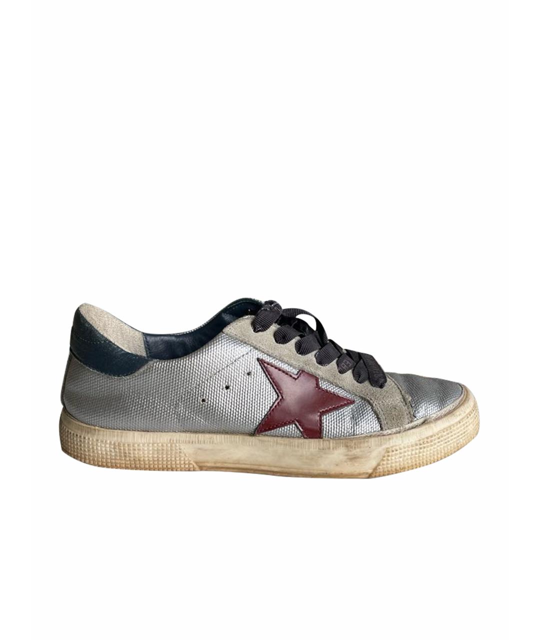 GOLDEN GOOSE DELUXE BRAND Серебряные кожаные кеды, фото 1