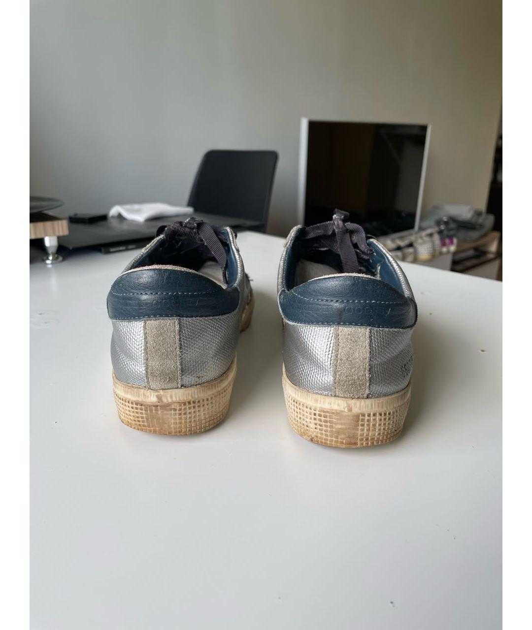 GOLDEN GOOSE DELUXE BRAND Серебряные кожаные кеды, фото 4