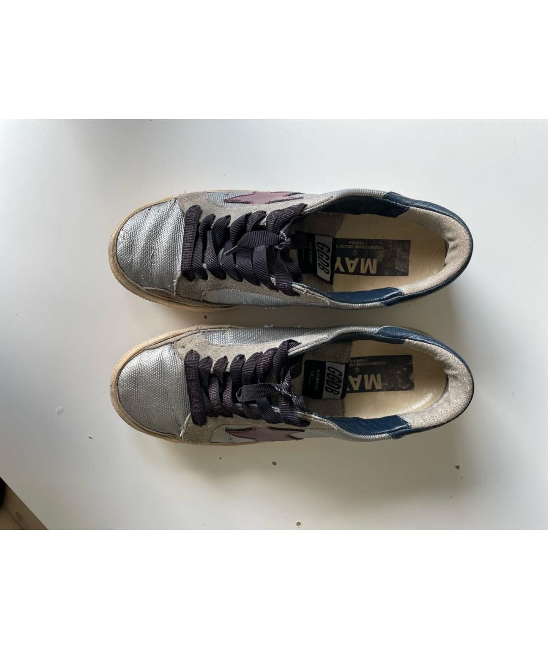 GOLDEN GOOSE DELUXE BRAND Серебряные кожаные кеды, фото 3