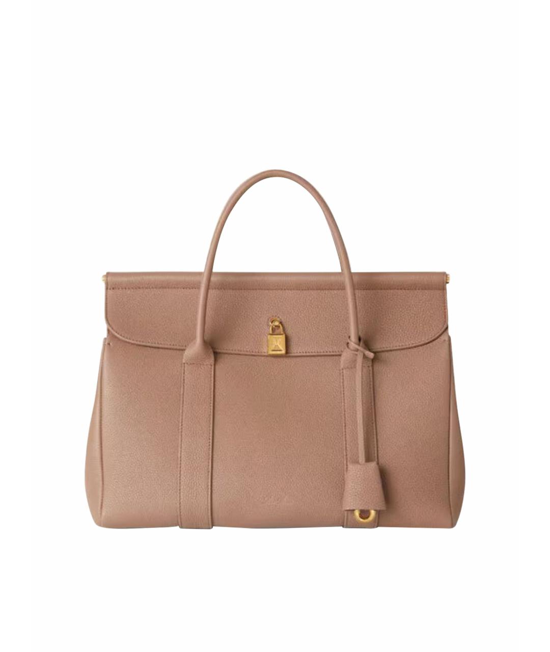 LORO PIANA Бежевая кожаная сумка тоут, фото 1