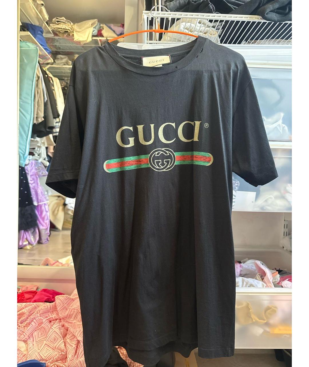 GUCCI Черная хлопковая футболка, фото 7