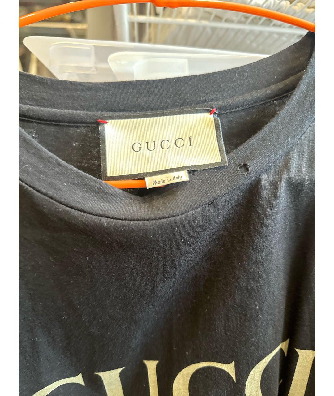 GUCCI Черная хлопковая футболка, фото 5